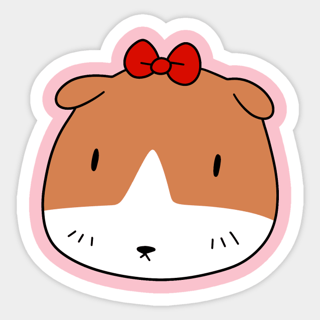 Bow Guinea Pig Face Sticker by saradaboru